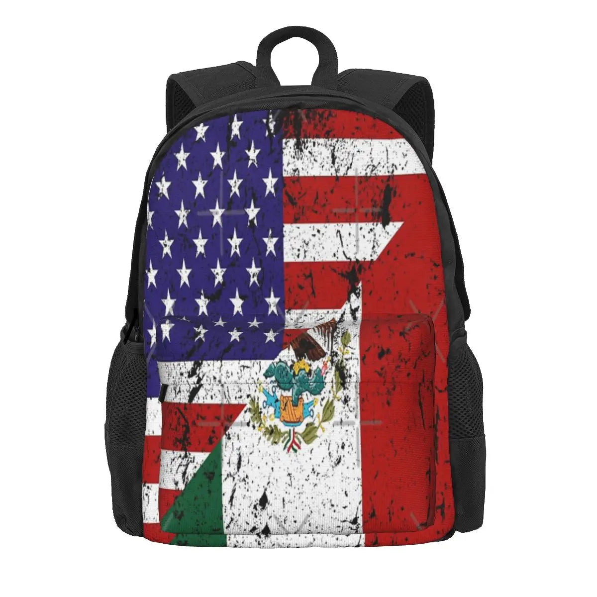 Mexican American Flag Distressed Look Backpack