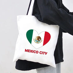Mexico Flag Heart Emblem Distressed Mexican Watercolor Ink Painting Canvas