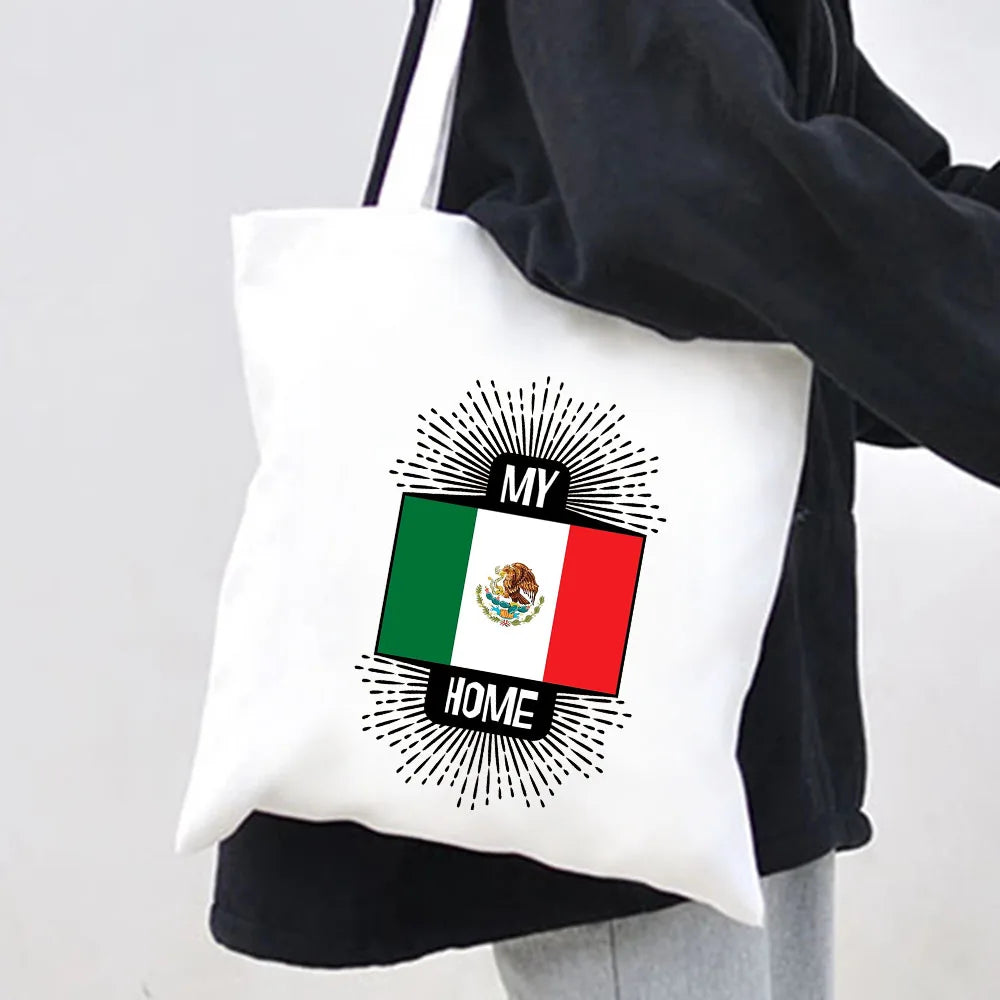 Mexico Flag Heart Emblem Distressed Mexican Watercolor Ink Painting Canvas