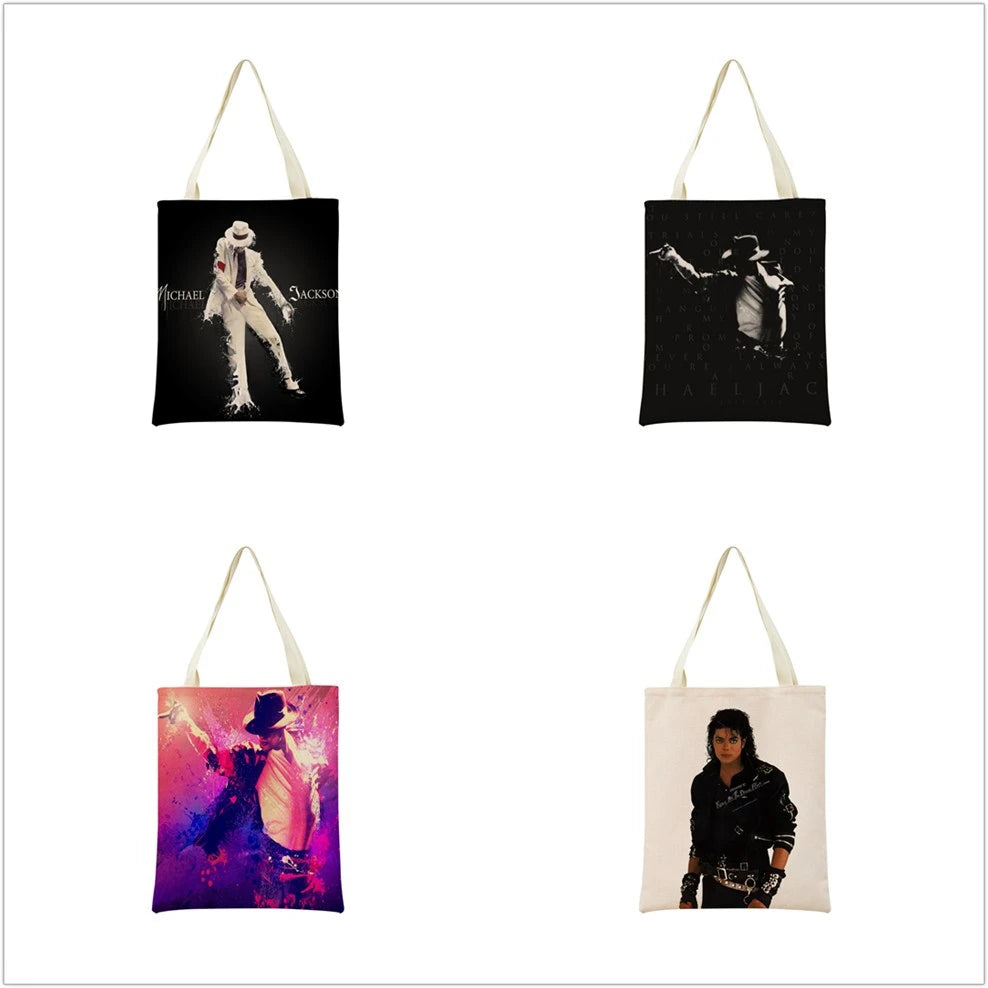 Michael Jackson Pattern Market Shopping Bag Double Sided Print