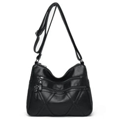 Middle-Aged Soft Leather Shoulder Messenger Bag Large Capacity
