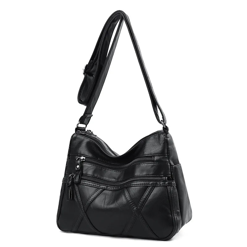 Elderly Mother Leather Shoulder Bag Large Capacity Handbag
