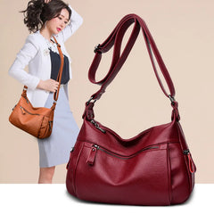 Soft Leather Mother Bag Backpack for Elderly Women