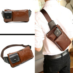 Leather Chest Bag Rivet Waist Crossbody Bag