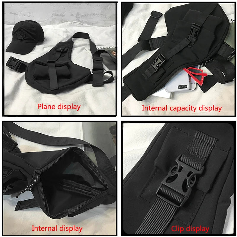 Tactical Chest Bag Hip-Hop Crossbody Pack Unisex Street Style Waist Bag