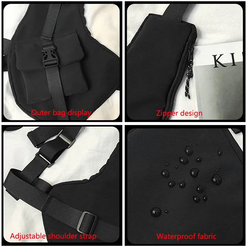 Tactical Chest Bag Hip-Hop Crossbody Pack Unisex Street Style Waist Bag