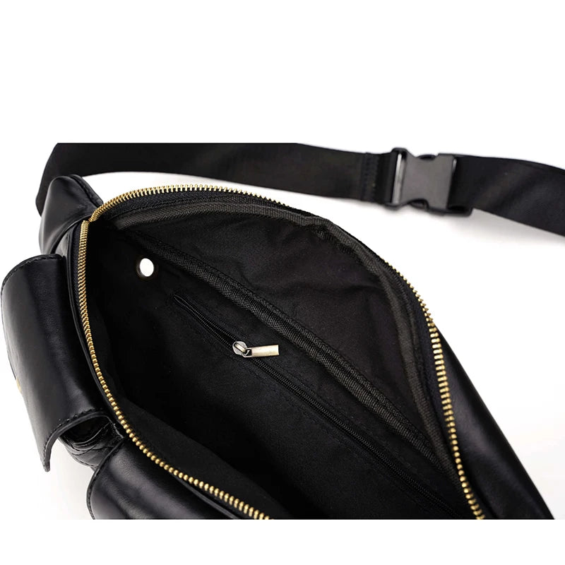Leather Chest Bag Crossbody Plaid Belt Bags Waist Pack