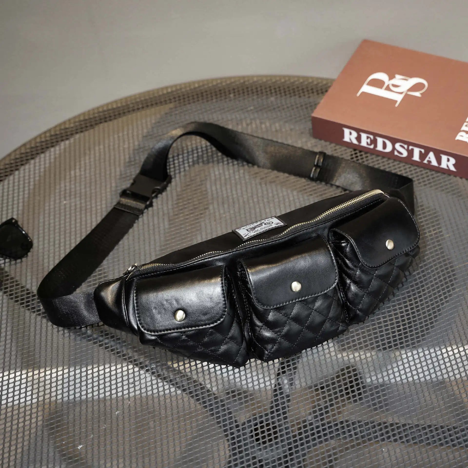 Leather Chest Bag Crossbody Plaid Belt Bags Waist Pack