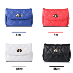 Women Leather Waist Bag Plaid Belt Fanny Pack
