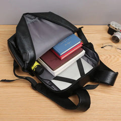 Leather Backpack Laptop Bag Slim Unisex Ultralight Backpack