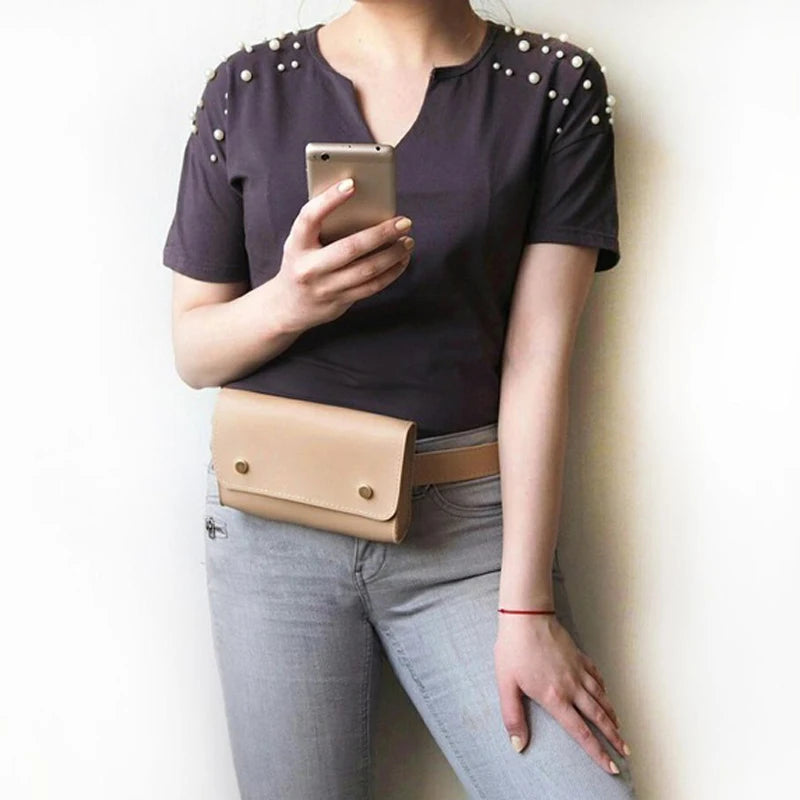 Women Waist Bag PU Leather Waist Pack For Female Girl Travel Belt Bag