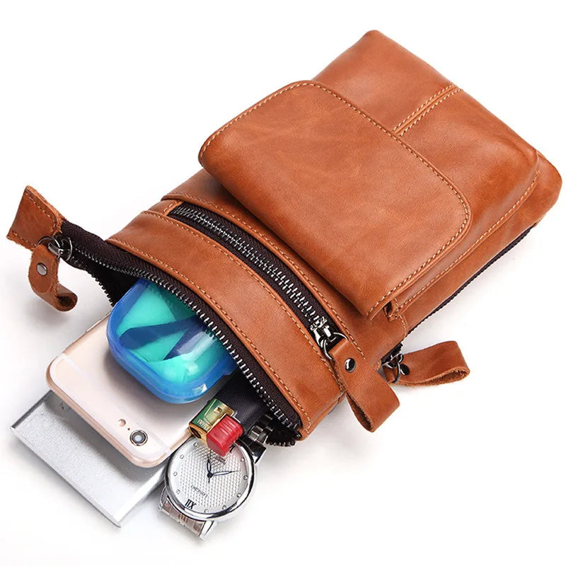 Leather Waist Packs Fanny Pack Belt Bag Men's Shoulder Bags