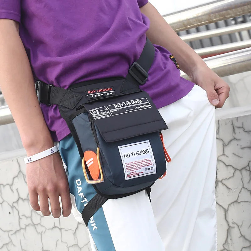 Men Canvas Drop Leg Bag Canvas Fanny Pack Waist Belt Bags Military Travel
