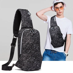 Men's Large Crossbody Chest Bag Waterproof Sling Pack with USB Charge