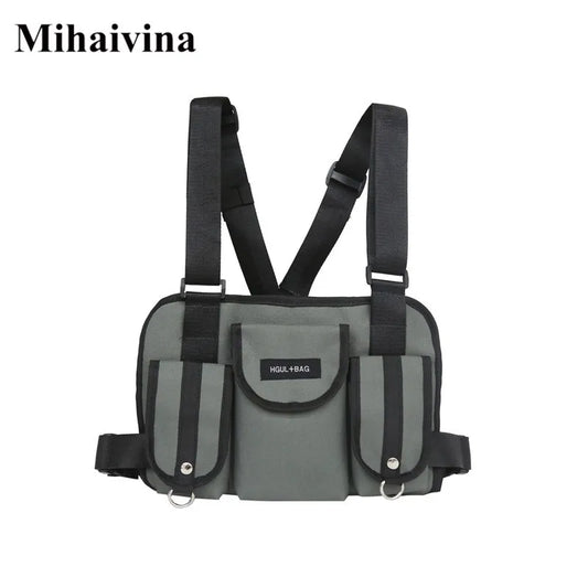 Canvas Waist Chest Bag Kanye Chest Rig Streetwear Tactical Shoulder Bag Backpack