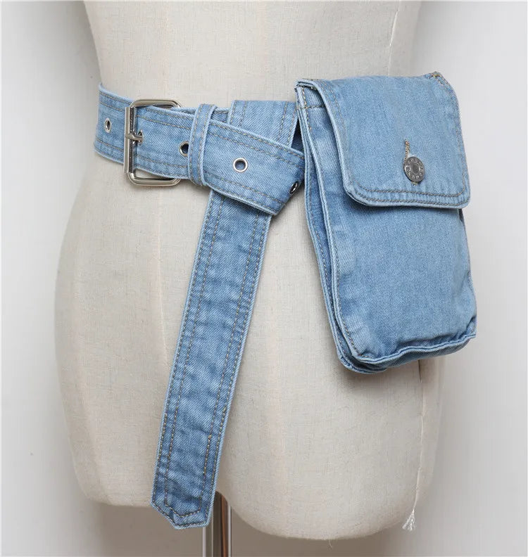 Denim Fanny Pack Women Waist Bag Canvas Travel Pouch Bolsa