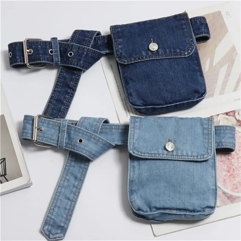 Denim Fanny Pack Women Waist Bag Canvas Travel Pouch Bolsa