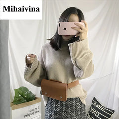 Leather Waist Pack Chain Shoulder Bags Hand Bag Women Chest Pack For iPhone X