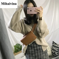 Leather Waist Pack Chain Shoulder Bags Hand Bag Women Chest Pack For iPhone X