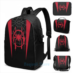 Miles Morales USB Charge Backpack School Travel Laptop Bag