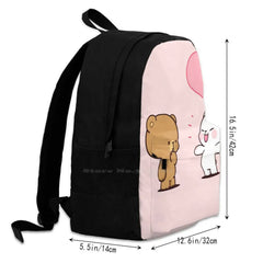 Bear Cartoon Milk Mocha Backpack Student School Laptop Travel Bag
