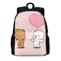 Bear Cartoon Milk Mocha Backpack Student School Laptop Travel Bag