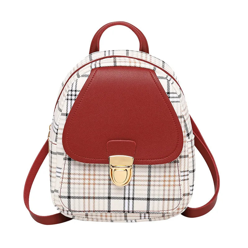 Mini Plaid Backpack Crossbody Bag for Girls