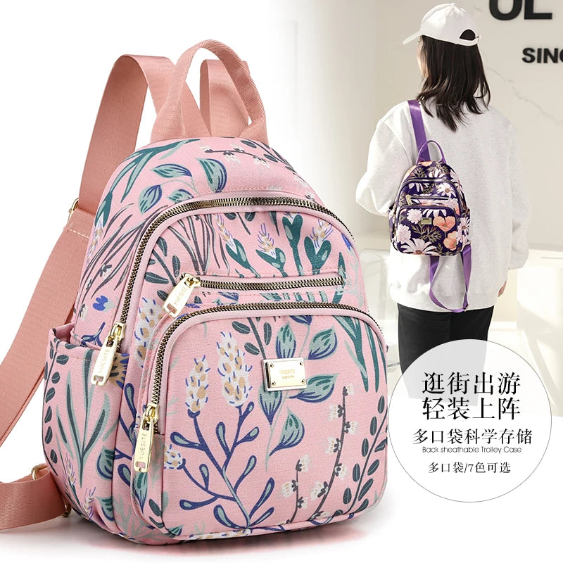 Mini Backpack Crossbody Bag Flowers Plants Women Shoulder Purse
