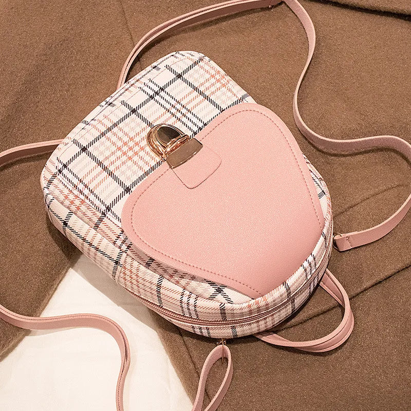 Plaid Mini Backpack Crossbody Bag for Girls