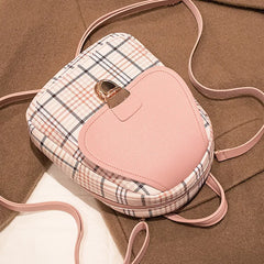 Plaid Mini Backpack Crossbody Bag for Girls