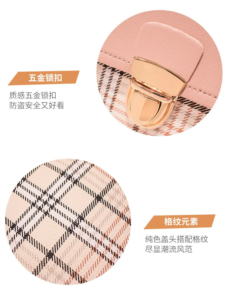 Plaid Mini Backpack Crossbody Bag for Girls