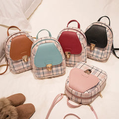 Plaid Mini Backpack Crossbody Bag for Girls