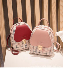 Mini Backpack Crossbody Bag Plaid Shoulder Phone Purse Female