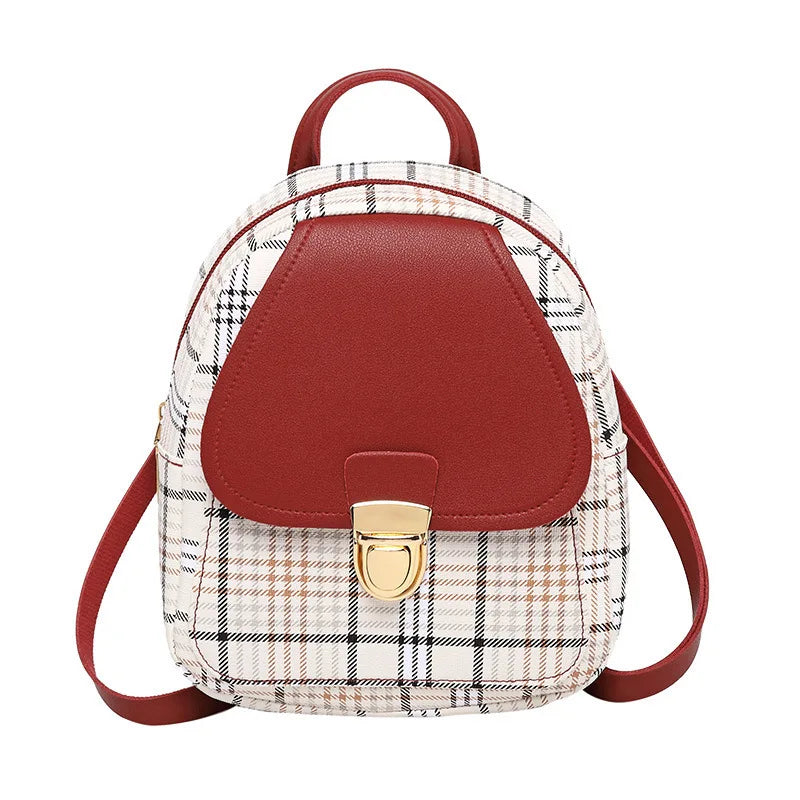Plaid Mini Backpack Crossbody Bag for Girls