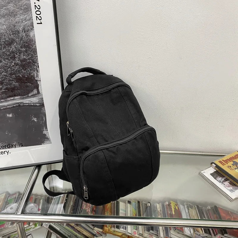 Canvas Mini Backpack Vintage Lady School College Travel Bag
