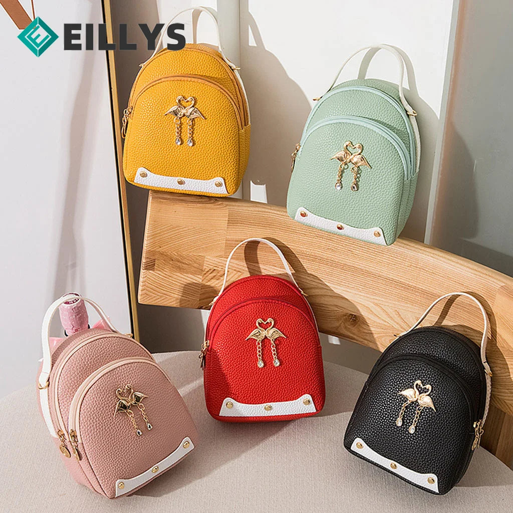 Mini Backpack Women Style Backpack pu leather Solid Leather Backpack