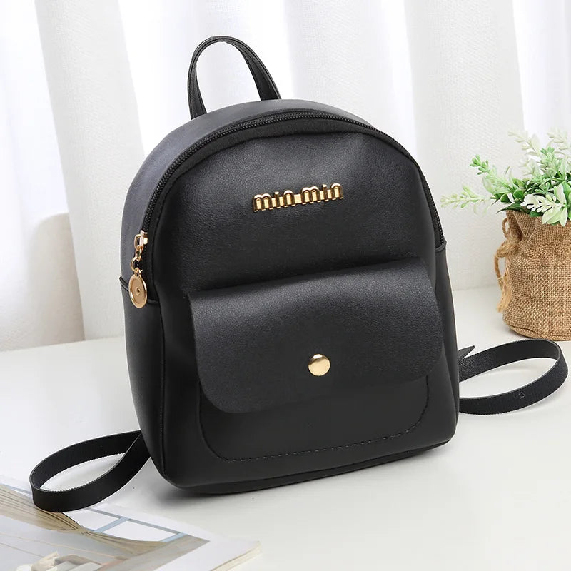 Mini Backpack Women PU Leather Shoulder Bag Small Bagpack Summer Portable