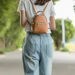 Mini Backpack Women PU Leather Waterproof Zipper