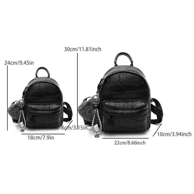 Women PU Leather Mini Backpack Small Female Back Pack