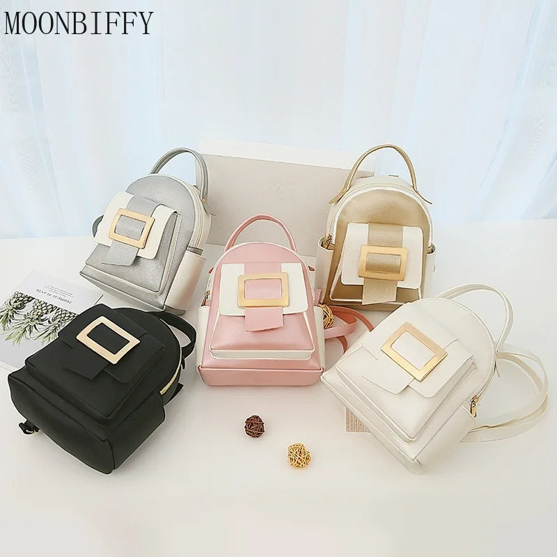 Women PU Leather Mini Backpack for Teens Girls