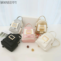 Women PU Leather Mini Backpack for Teens Girls
