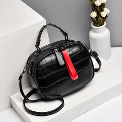 Mini Bag Women Retro Small Round Bag One Shoulder Cross Body Soft Leather Bag