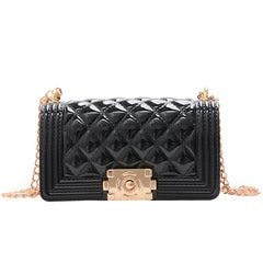 Mini Bags Summer Shoulder Kid Purse Long Chains Glossy PVC Jelly Bag