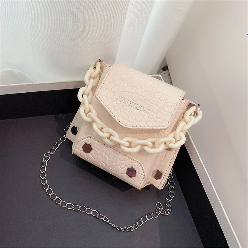 Mini Crossbody Bag with Chain Rivet Purse