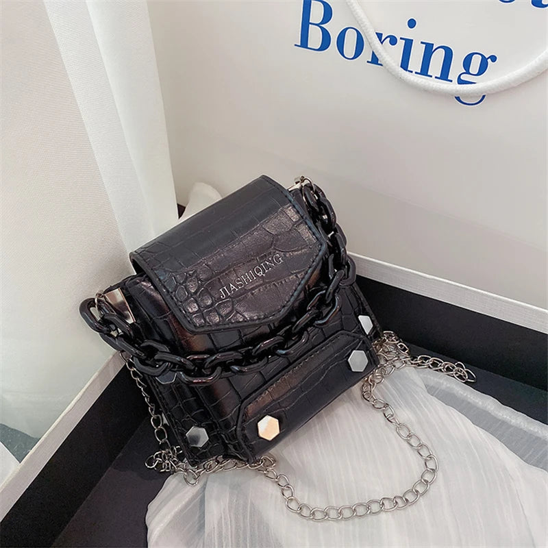 Mini Crossbody Bag with Chain Rivet Purse