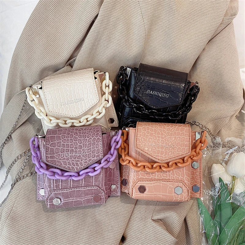 Mini Crossbody Bag with Chain Rivet Purse