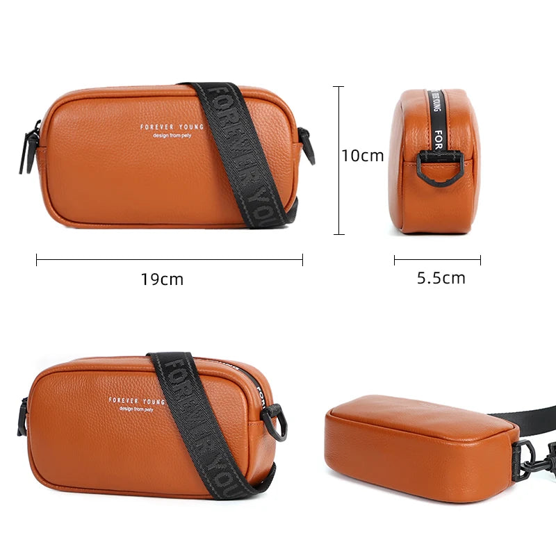 Green Leather Mini Bag with Wide Strap for Women