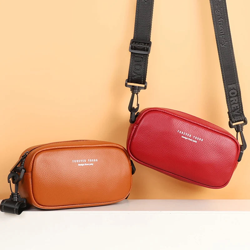 Green Leather Mini Bag with Wide Strap for Women