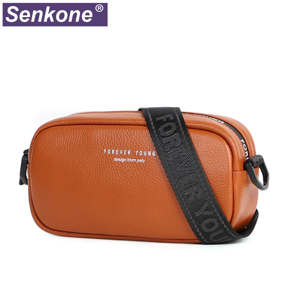 Green Leather Mini Bag with Wide Strap for Women