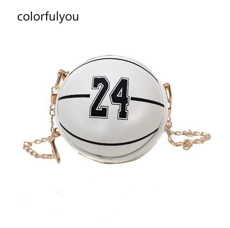 Mini Basketball Shape Crossbody Bag for Women PU Leather Shoulder Bag